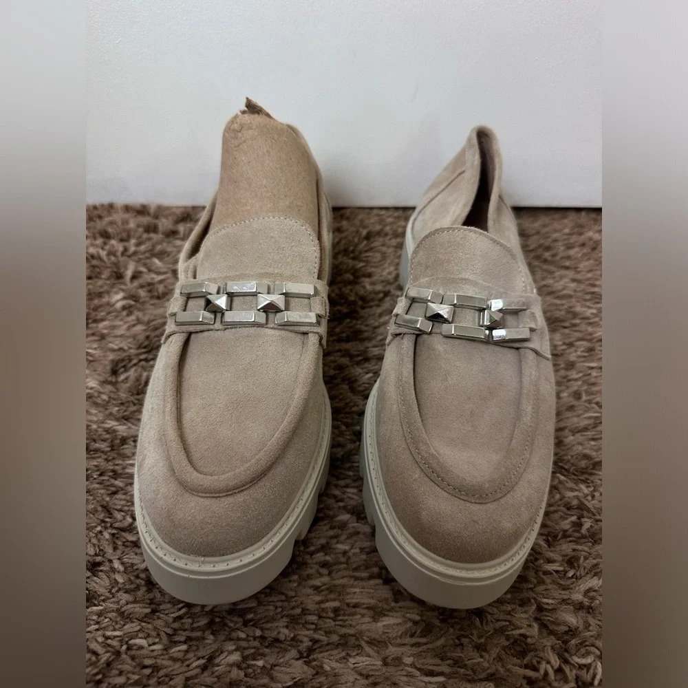 Chain chunky sole suede loafer slide on shoe size academia 41 US 10.5